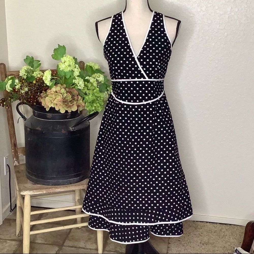 INC black and white polka dot  fit and flare dress
